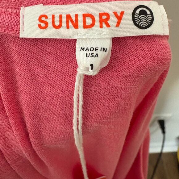 Sundry Side Shirred Side Slit Pink Midi T-Shirt Dress Womens Size 1 / Small - Picture 8 of 9